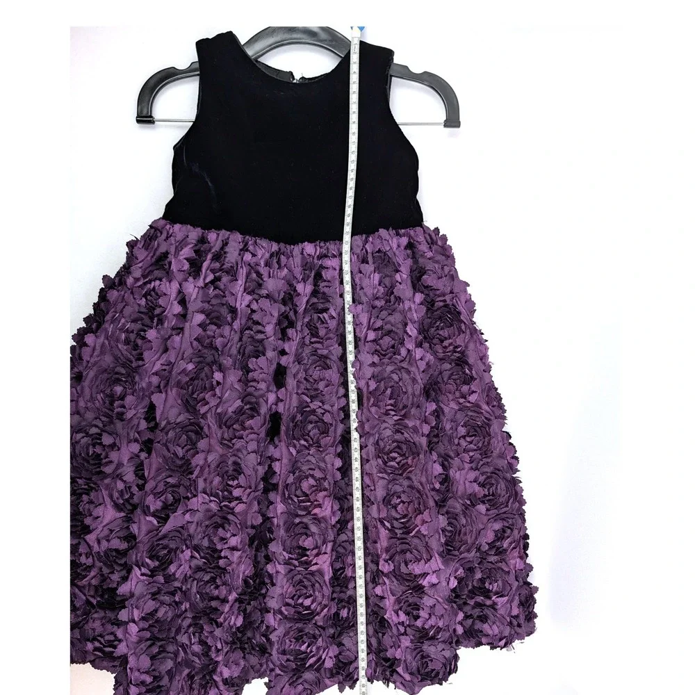 Susan‎ Riley Designs Girls 4T Velvet Rosette Party Dress Black Purple Holiday